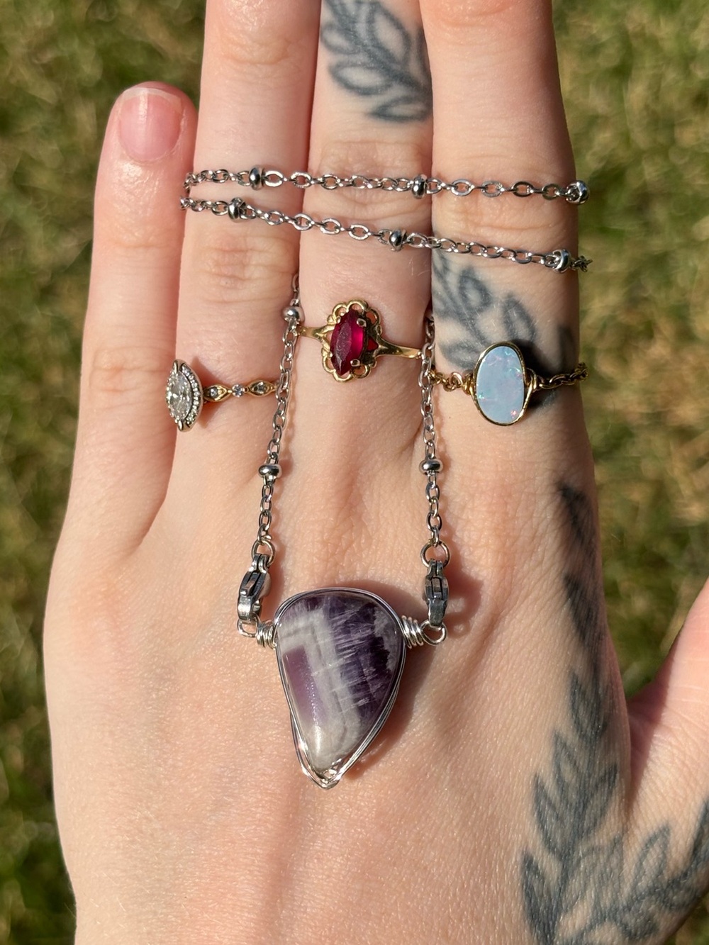 Chevron amythest interchangeable necklace